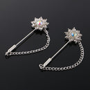 12 Pieces White Crystal Flower Scarf Pins Safety Brooches Scarves Buckle