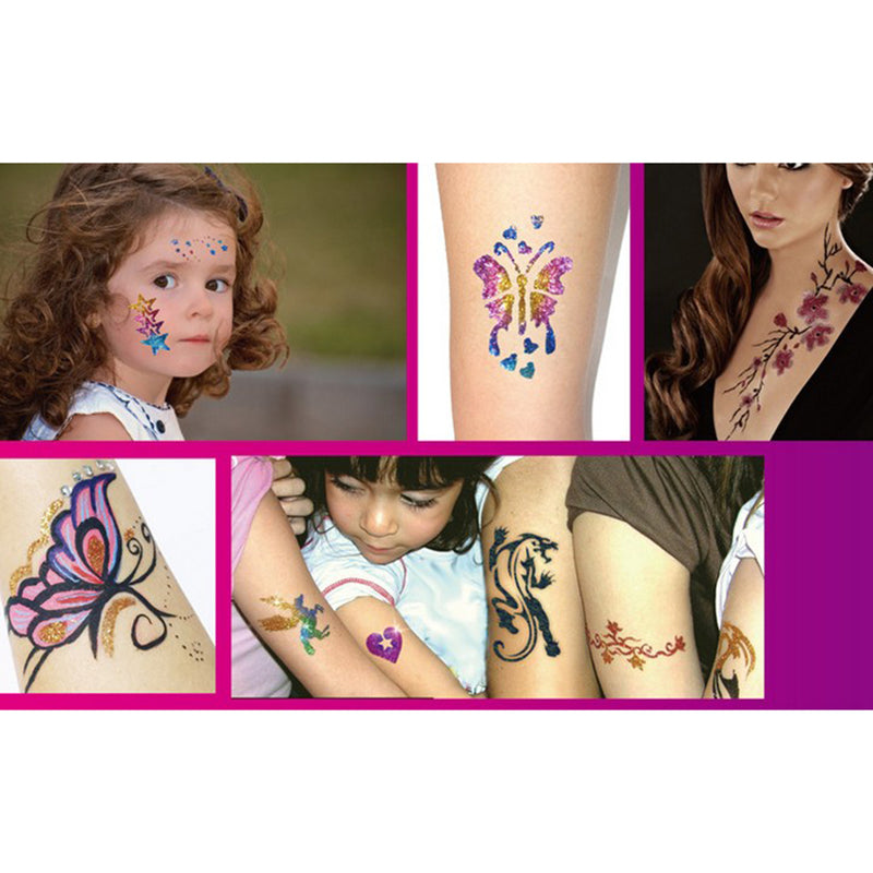 1 Set Party Fun Temporary Fashion Glitter Shimmer Tattoo Body Art Design Kit