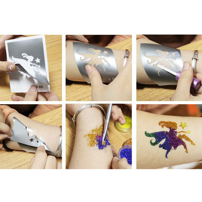 1 Set Glitter Tattoo Kit Body Art Shimmer Glitter Tattoo Temporary Tattoo