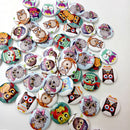 50 Pieces 20 mm Vintage Shabby Chic Cartoon Wooden Buttons Flatback Sewing Craft