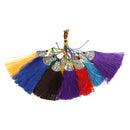 10 Pieces Multi-colors Silky Handmade Soft Fiber Tassels with Antique Silver Cap