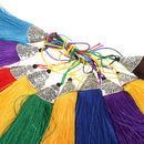 10 Pieces Multi-colors Silky Handmade Soft Fiber Tassels with Antique Silver Cap