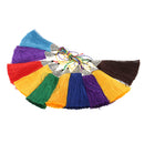 10 Pieces Multi-colors Silky Handmade Soft Fiber Tassels with Antique Silver Cap