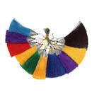 10 Pieces Multi-colors Silky Handmade Soft Fiber Tassels with Antique Silver Cap