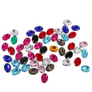 50 Pieces 13x18mm Oval Rhinestone Acrylic Bead Buttons for Wedding Embellishment DIY Craft