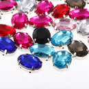 50 Pieces 13x18mm Oval Rhinestone Acrylic Bead Buttons for Wedding Embellishment DIY Craft