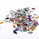 100 Pieces 7*15mm Marquise Acrylic Rhinestone Button Multi-color for DIY Craft