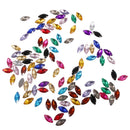 100 Pieces 7*15mm Marquise Acrylic Rhinestone Button Multi-color for DIY Craft