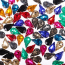 100 Pieces 8*13mm Water Drop Acrylic Rhinestone Button Multi-color for DIY Craft
