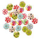 50 Pieces Assorted Printed Wooden Buttons for Sewing and Craft 25mm