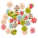 50 Pieces Assorted Printed Wooden Buttons for Sewing and Craft 25mm