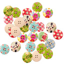 50 Pieces Assorted Printed Wooden Buttons for Sewing and Craft 25mm