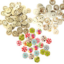 50 Pieces Assorted Printed Wooden Buttons for Sewing and Craft 25mm