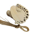 10 Pieces Foot Shape Wooden Pieces Embellishment Party Baby Shower Hanging Decoration with String