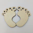 10 Pieces Foot Shape Wooden Pieces Embellishment Party Baby Shower Hanging Decoration with String