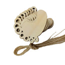 10 Pieces Foot Shape Wooden Pieces Embellishment Party Baby Shower Hanging Decoration with String