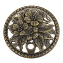 Home Furniture Decoration Accessory Antique Hollow Alloy Flower Design Charms Incense Burner Cover Censer Lid Bronze 1