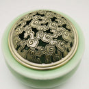 Home Furniture Decoration Accessory Antique Hollow Alloy Flower Design Charms Incense Burner Cover Censer Lid Bronze 1