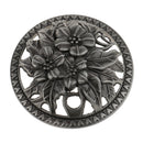 Home Furniture Decoration Accessory Antique Hollow Alloy Flower Design Charms Incense Burner Cover Censer Lid Black 2