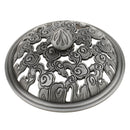 Home Furniture Decoration Accessory Antique Hollow Alloy Flower Design Charms Incense Burner Cover Censer Lid Black 4