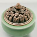 Home Furniture Decoration Accessory Antique Hollow Alloy Flower Design Charms Incense Burner Cover Censer Lid Copper 6