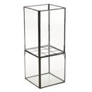 Water Planting 20cm Height Square Shaped Tabletop Glass Geometric Succulent Plant Terrarium Box Planter Flower Pot for Fern Moss