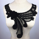 Fashionable Vintage Floral Lace Collar Applique Embroidered Sewing Trims Patches for Bridal Wedding Costume Dolls DIY Black