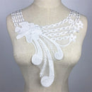 Fashionable Floral Lace Collar Applique Embroidered Sewing Trims Patches for Bridal Wedding Costume Dolls DIY White