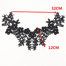 Black Lace Embroidered Venise Floral Neckline Neck Collar Clothes Sewing Applique Patch