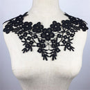 Black Lace Embroidered Venise Floral Neckline Neck Collar Clothes Sewing Applique Patch