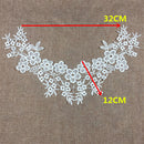 White Lace Embroidered Venise Floral Neckline Neck Collar Clothes Sewing Applique Patch