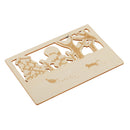 Creative Wooden Postcard Greeting Card Craft DIY Gift Card with a Cat chasing duck