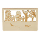 Creative Wooden Postcard Greeting Card Craft DIY Gift Card with a Cat chasing duck