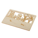 Creative Wooden Postcard Greeting Card Craft DIY Gift Card with a Cat chasing duck