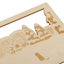 Creative Wooden Postcard Greeting Card Craft DIY Gift Card with a cat seeing snow