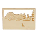 Creative Wooden Postcard Greeting Card Craft DIY Gift Card with a cat seeing snow