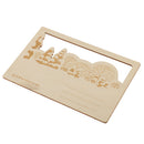 Creative Wooden Postcard Greeting Card Craft DIY Gift Card with a cat seeing snow