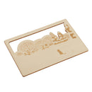Creative Wooden Postcard Greeting Card Craft DIY Gift Card with a cat seeing snow