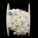 1yard Rhinestone Pearl Flower Beaded Ribbon Lace Trims for Crafts Decoration
