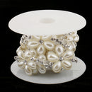 1yard Rhinestone Pearl Flower Beaded Ribbon Lace Trims for Crafts Decoration