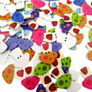 100 Pieces Multicolor Mushroom Shape Wooden Flatback Buttons Scrapbooking Embellishment 25mm