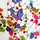 100 Pieces Multicolor Mushroom Shape Wooden Flatback Buttons Scrapbooking Embellishment 25mm