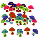 100 Pieces Multicolor Mushroom Shape Wooden Flatback Buttons Scrapbooking Embellishment 25mm