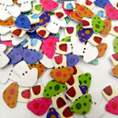 100 Pieces Multicolor Mushroom Shape Wooden Flatback Buttons Scrapbooking Embellishment 25mm