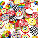 100 Pieces Assorted Striped 2 Holes Wooden Buttons for Sewing and Craft 20mm