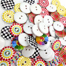 100 Pieces Assorted Striped 2 Holes Wooden Buttons for Sewing and Craft 20mm
