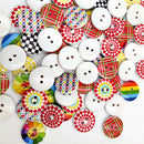 100 Pieces Assorted Striped 2 Holes Wooden Buttons for Sewing and Craft 20mm