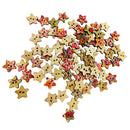 50 Pieces Floral Stars Shape Wooden Flatback Buttons for DIY Sewing Craft Decoration 17mm