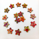 50 Pieces Floral Stars Shape Wooden Flatback Buttons for DIY Sewing Craft Decoration 17mm