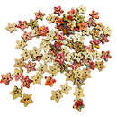 50 Pieces Floral Stars Shape Wooden Flatback Buttons for DIY Sewing Craft Decoration 17mm